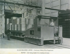 
Alcan works, Rogerstone, coils being loaded into annealing furnaces, c1960